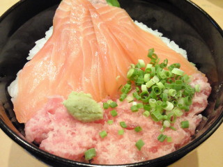 サーモン・ネギトロ丼